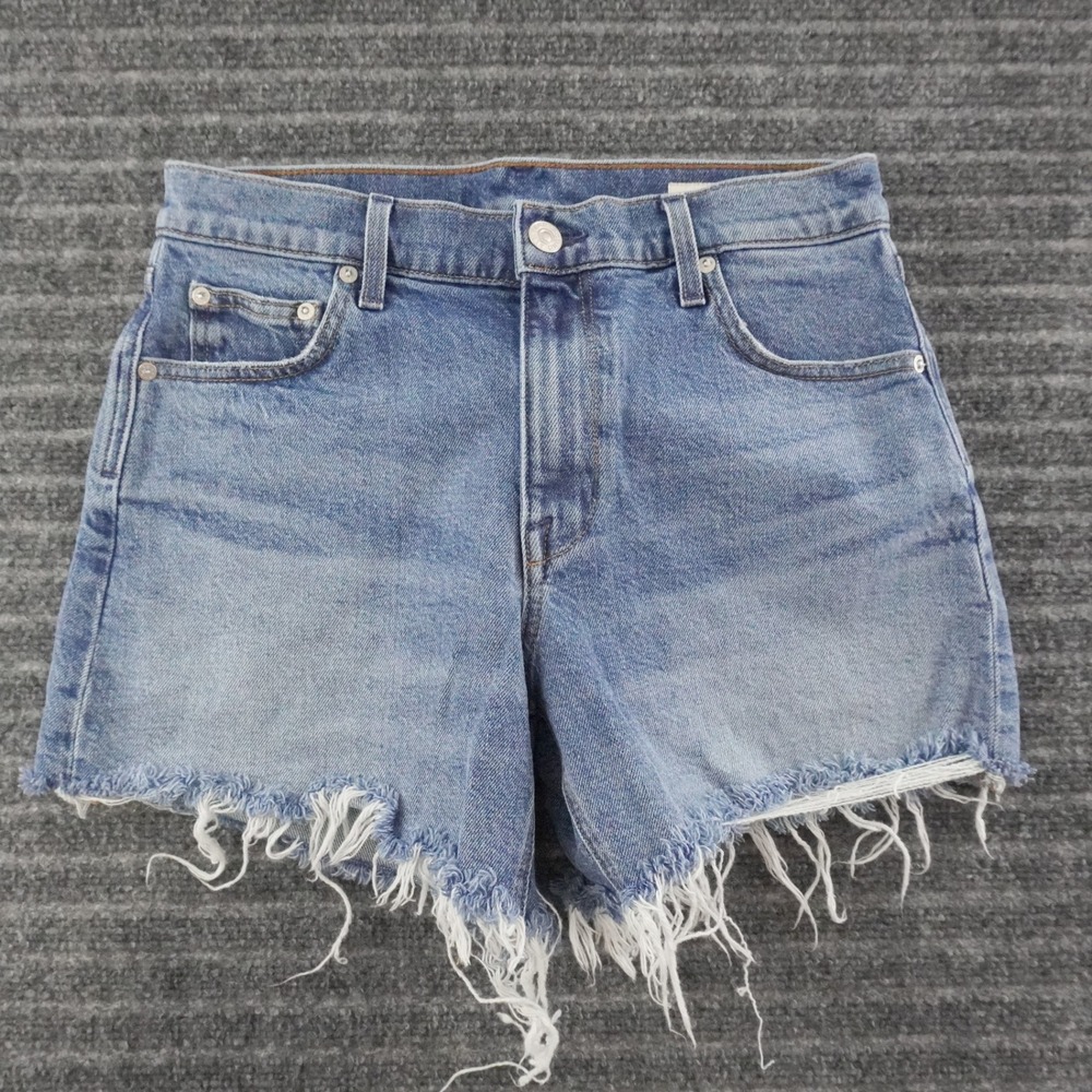 AYR The Sure Sure Denim Shorts Womens 27 Blue Frayed Raw Hem High Rise